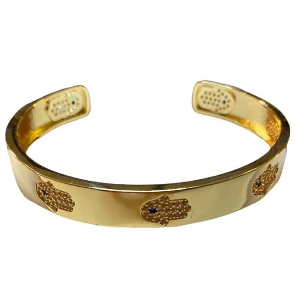 925 Sterling Silver 18k Gold Plated Hasma Bracelet.